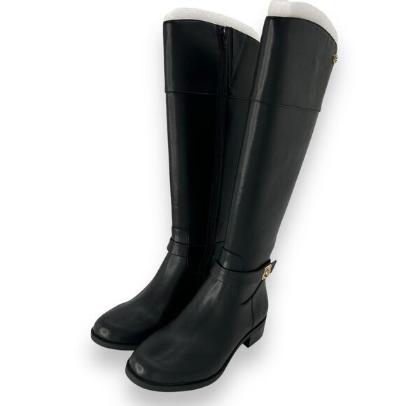 NEW Charter Club Johannes Riding Boots Black Faux Leather Knee High Size 5 NWOT - Picture 5 of 13